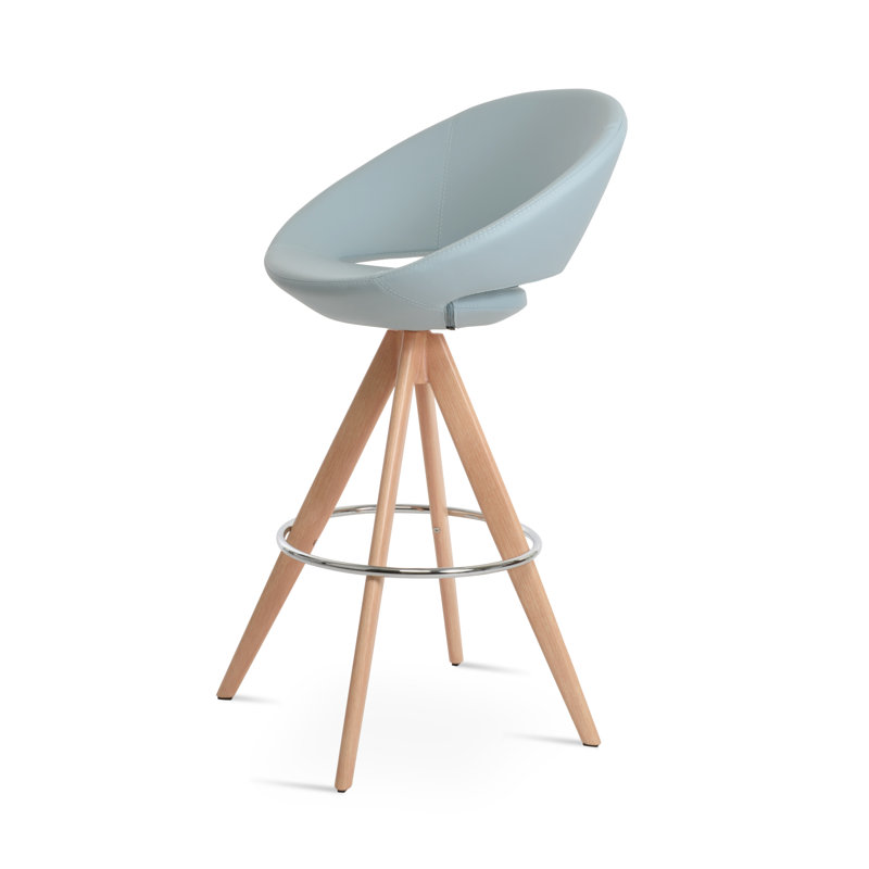 Tabouret pivotant Crescent Pyramid, 29 po de hauteur de bar, Naturel, Bleu ciel PPM