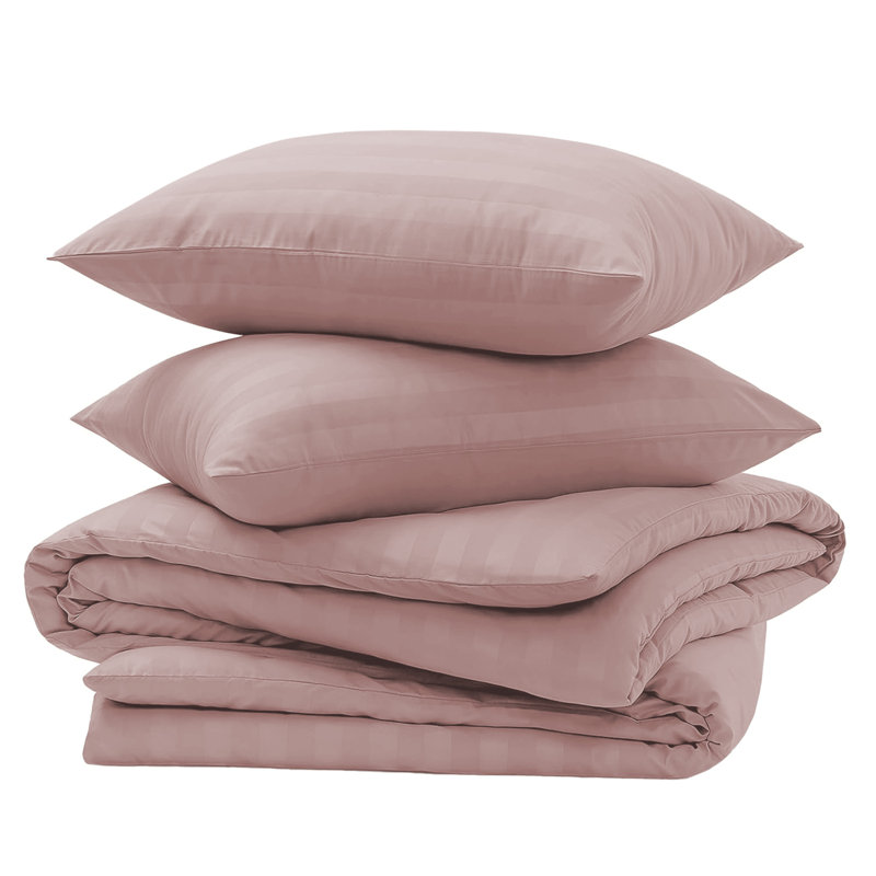 4-Piece Striped High Quality Duvet Cover Set with Fitted Sheet & 2 Pillowcases , Double Duvet Cover Set + 3 Additional Pieces