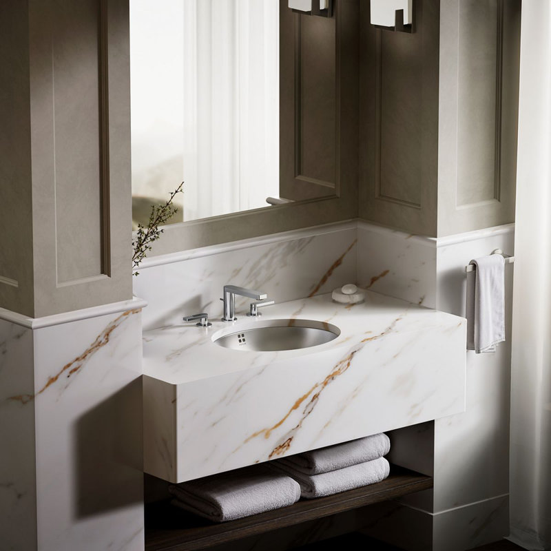 Bachata Metal Oval Undermount Bathroom Sink with Overflow, Mirror
