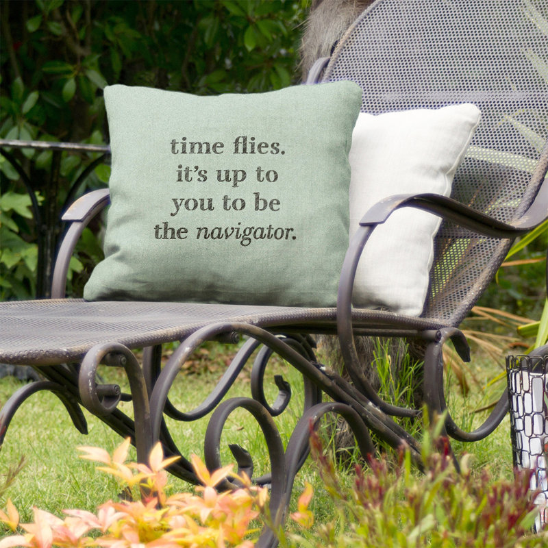 Outdoor Reversible Throw Pillow, 16" x 16", Green/Black