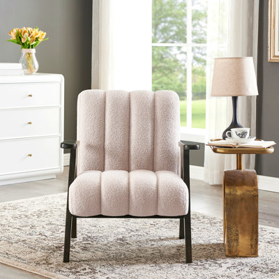 Chaise d'appoint en sherpa Teddy avec structure en bois