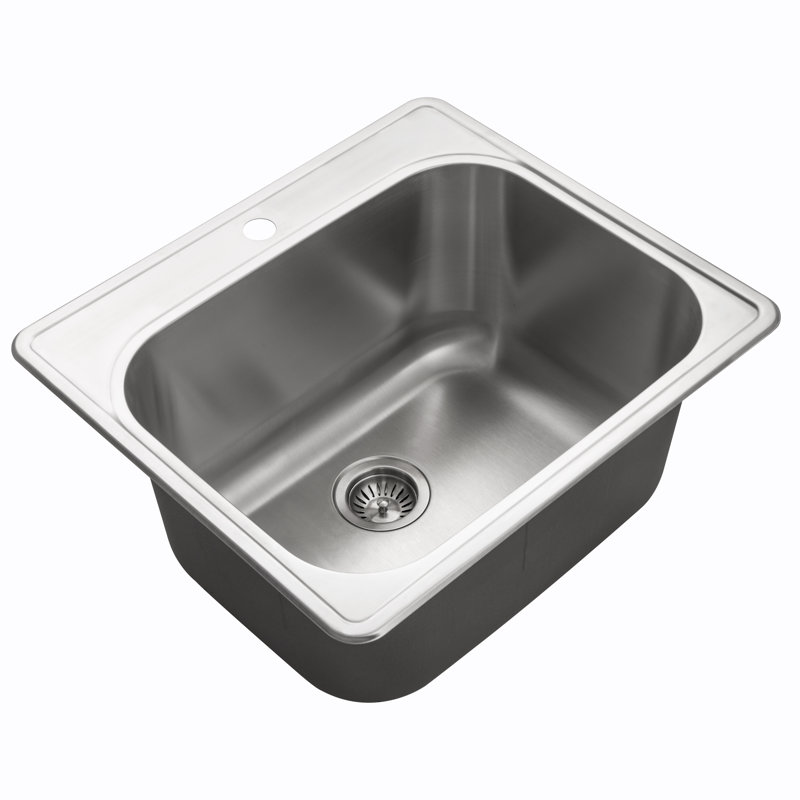Évier 1 trou en acier inoxydable à un trou avec profondeur de 12 pouces Houzer Laundry - LTS-2522-1