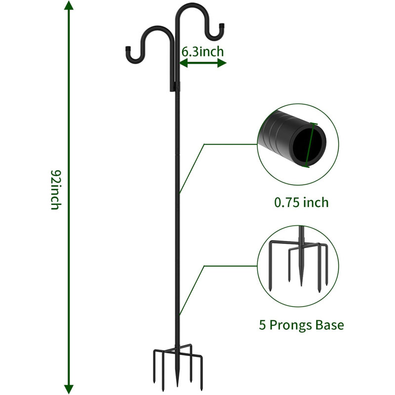 Crochets doubles pour l'extérieur, H 92 po x l 6,3 po x P 6,3 po