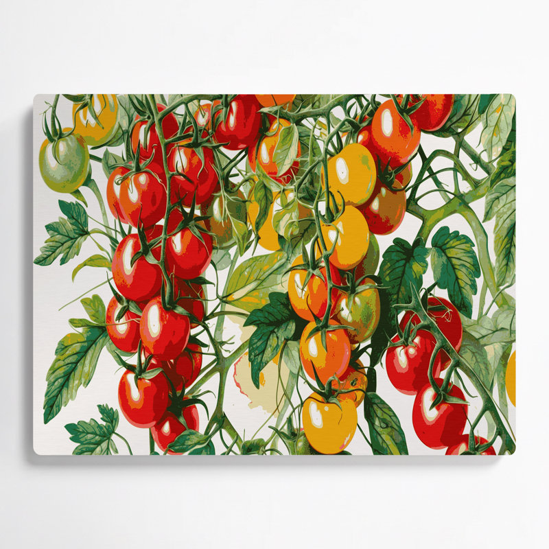 Art mural en métal légumes tomate cerise brun, H 11 po x l 14 po