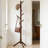 Modern Wooden Coat Rack Stand With 9 Hooks, Adjustable Garment Tree For Entryway, Sturdy Metal Frame With Walnut Finish, Space-Saving Freestanding Wardrobe Storage Organizer