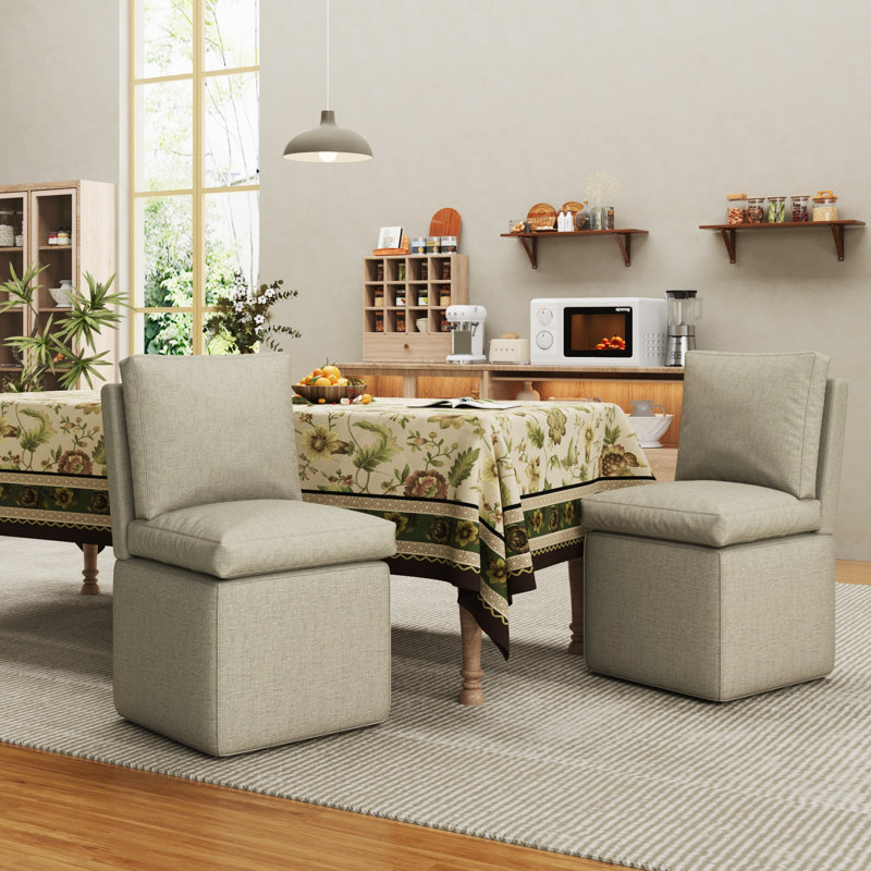 Chaises modernes de 20 po de largeur avec roulettes pour la chambre à coucher, le bureau ou le salon, Kaki