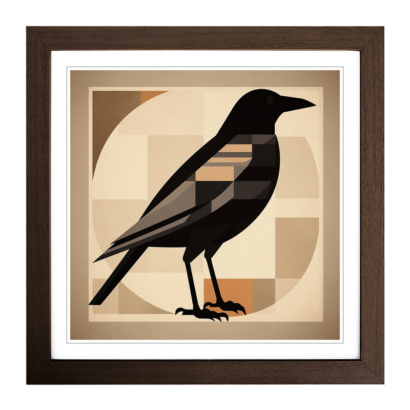 Crow Mid Century - Framed Print, Walnut