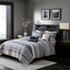 6 pièces bleu marine - Double / grand avec courtepointe confortable et coussins réversibles 100%