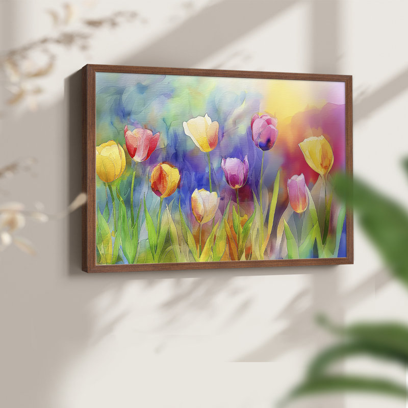 Série florale - XCII - Reproduction encadrée - Restickable, H 16 po x l 20 po, Noyer