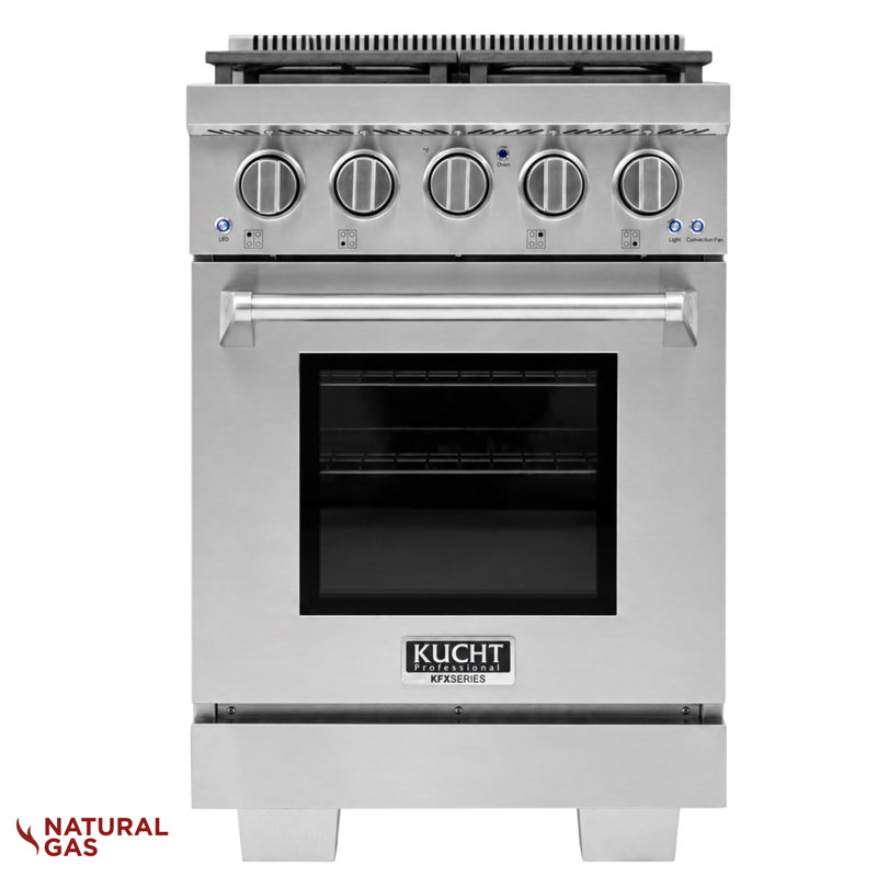 24 in. 2.5 cu. ft. Propane Gas Range and Convection Oven in Stainless Steel with True Simmer Burners, Natural Gas