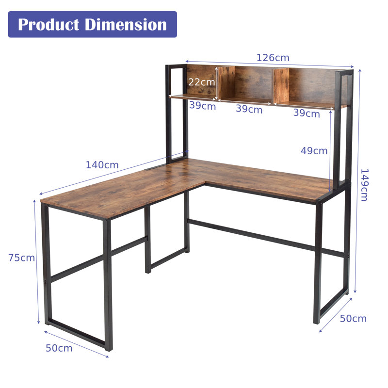 L-Shaped Writing Desk, Brown