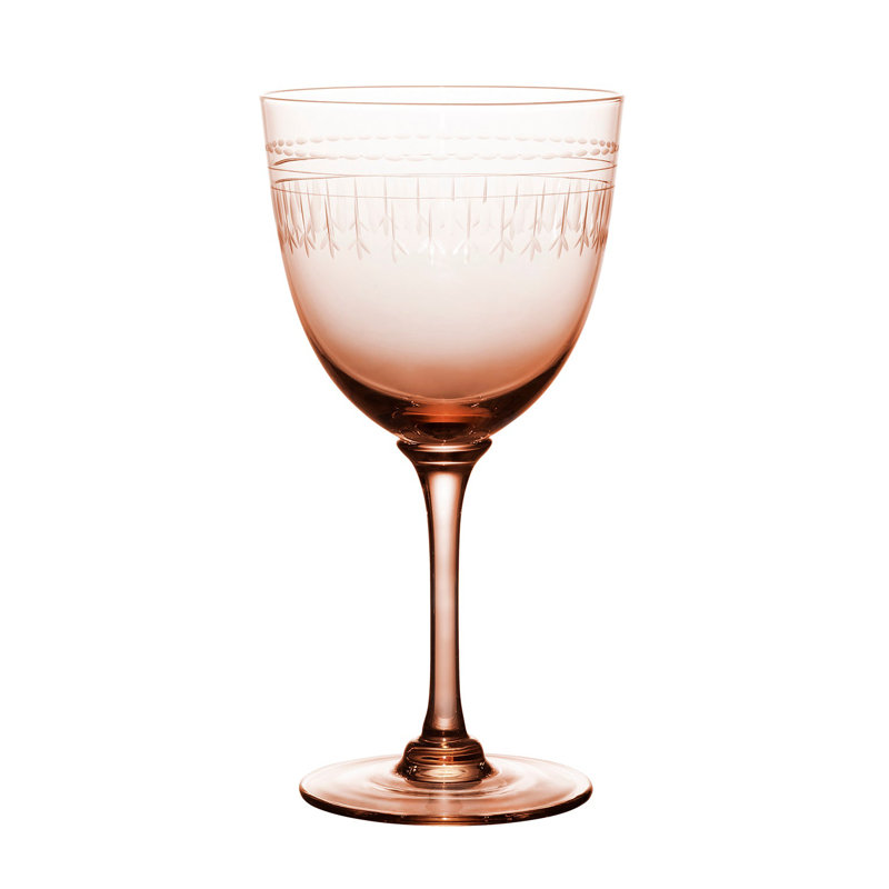 Handmade Crystal Wine Glass, Clear/Orange