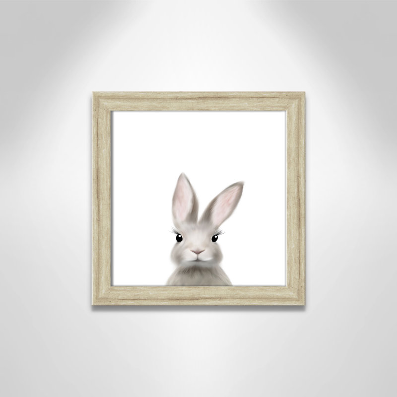 Art encadré en lapins forestières, H 14 po x l 14 po x P 0,63 po, Beige Flat Framed