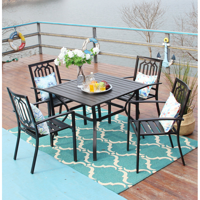 4 - Person Patio Dining Set with Square Table, No, None