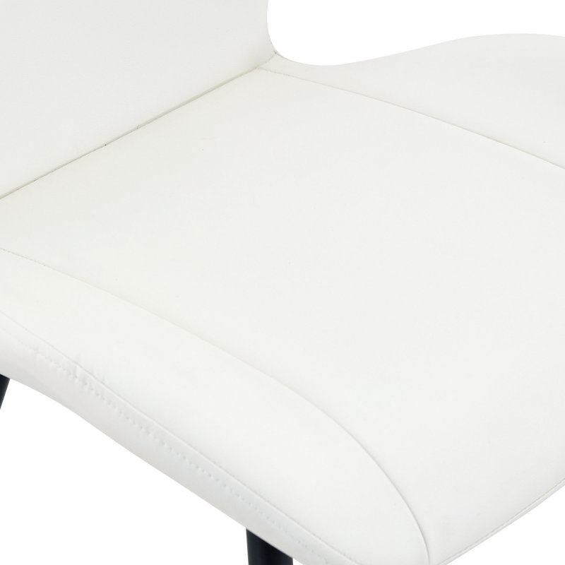 Ensemble de 4 chaises de salle à manger en polyuréthane blanc avec poignée intégrée, structure en métal, pieds de nivellement réglables, coussin très large et confortable pour la maison et plusieurs cas de figure.
