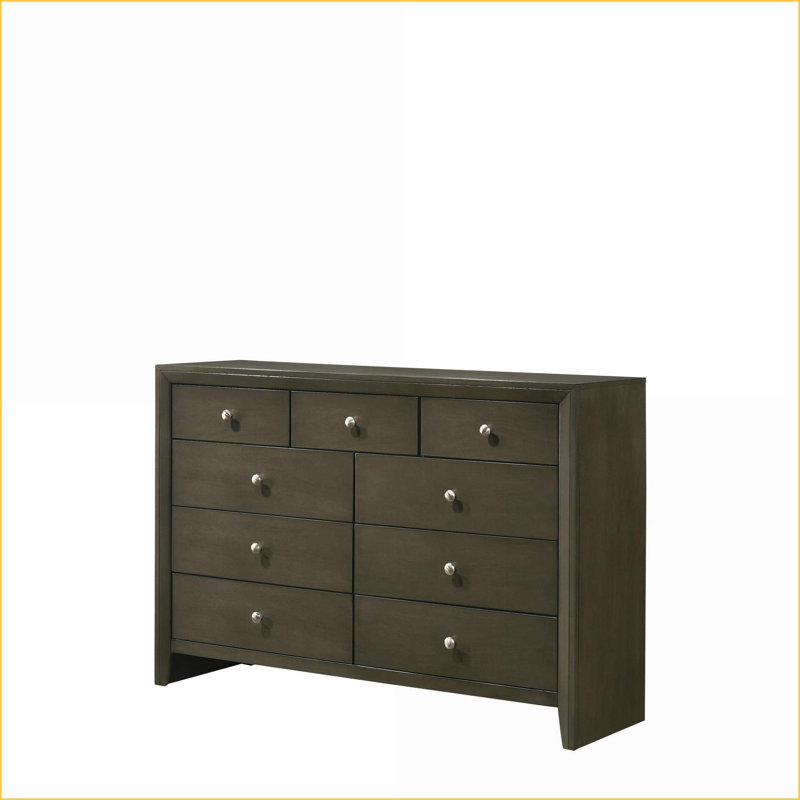 Commodes avec 9 tiroirs de rangement, style intemporel | Gris | Bois synthétique