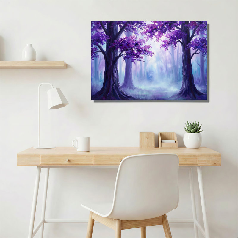 «Purple Forest Trees», reproduction d'art sur toile tendue sur toile, H 12 po x l 18 po