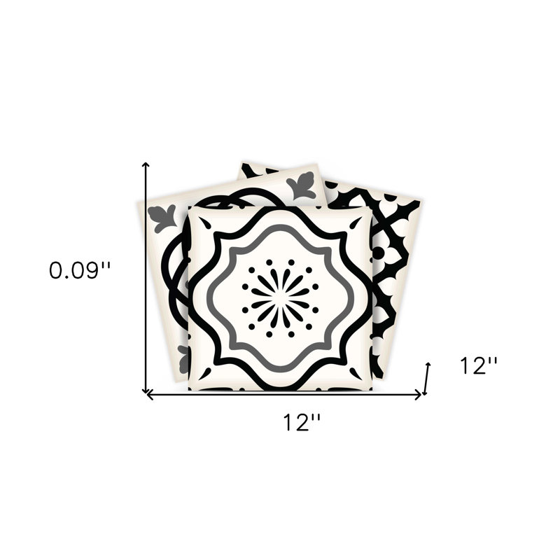 Carreaux amovibles auto-adhésifs noirs et blancs 12 po x 12 po