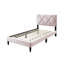 Lit simple avec 12 supports - Revêtement en velours, tête de lit réglable pour une meilleure qualité de sommeil et une expérience de repos, support stable sans sommier rose, confort personnalisé, pas nécessaire-18009789