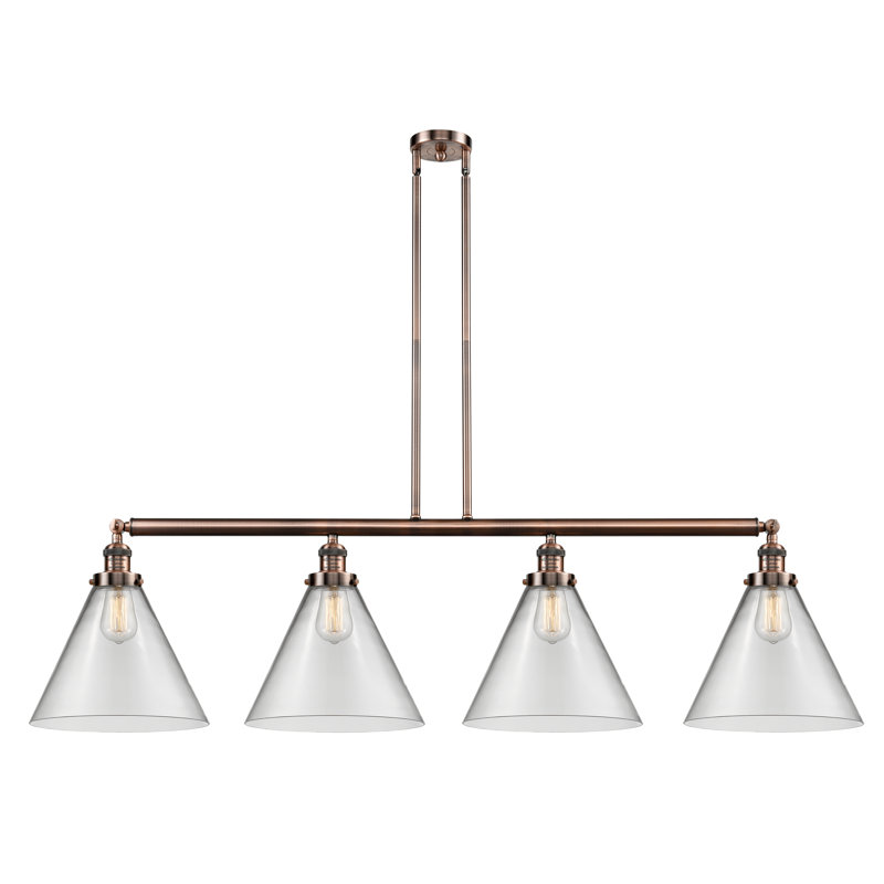 Luminaire suspendu pour îlot de cuisine 4 lumières Lemmon, Transparent, Chrome poli, DEL