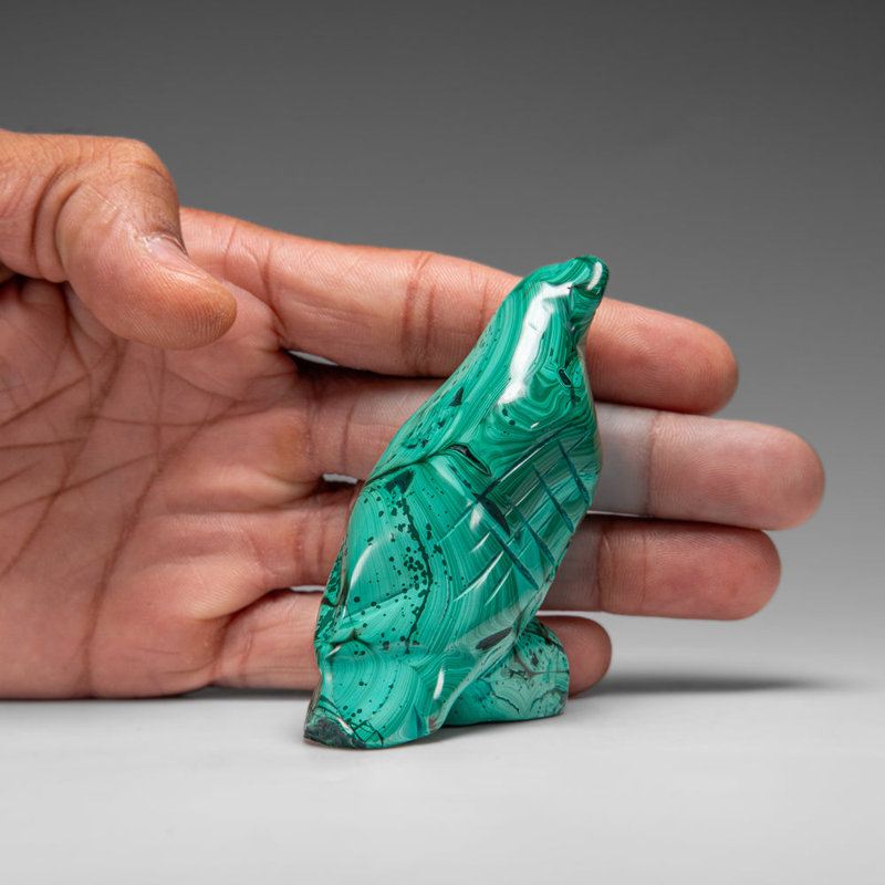 Genuine Polished Malachite Eagle Carving (175.9 Grams)