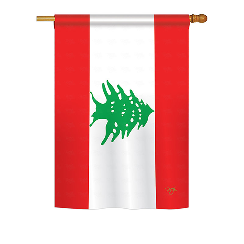Drapeau pour maison 2 côtés en polyester liban, H 40 po x l 28 po