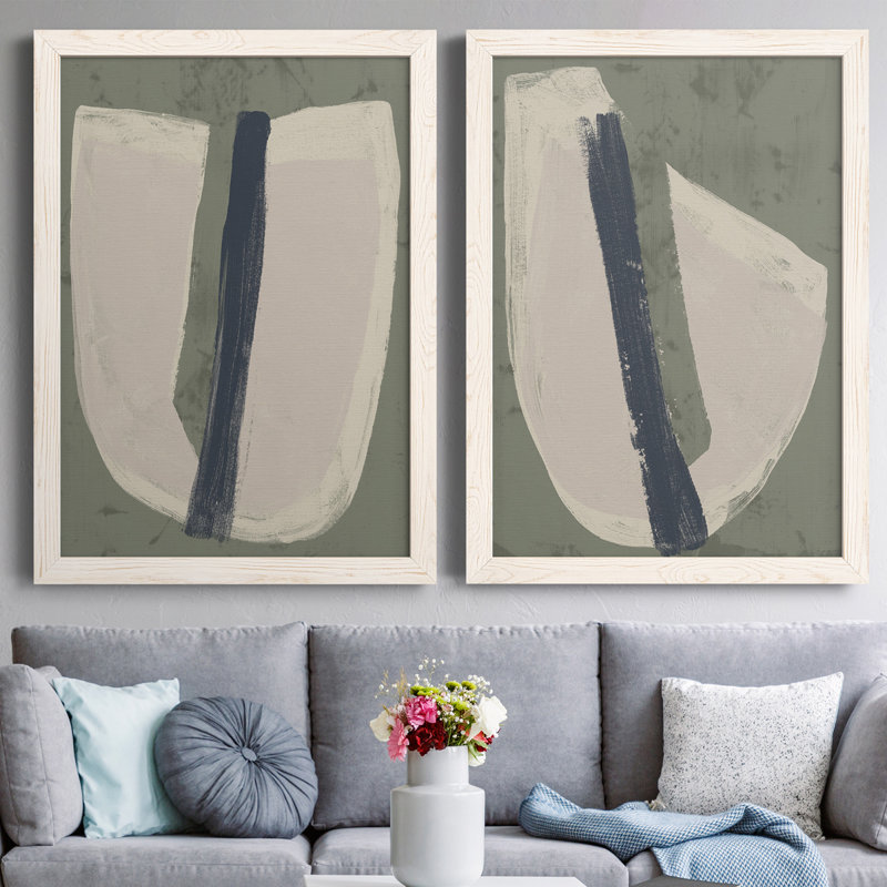 «Paper Slice III», ensemble de 2 peintures sur toile encadrées, H 37,5 po x l 55 po x P 1,5 po, Cadre blanc