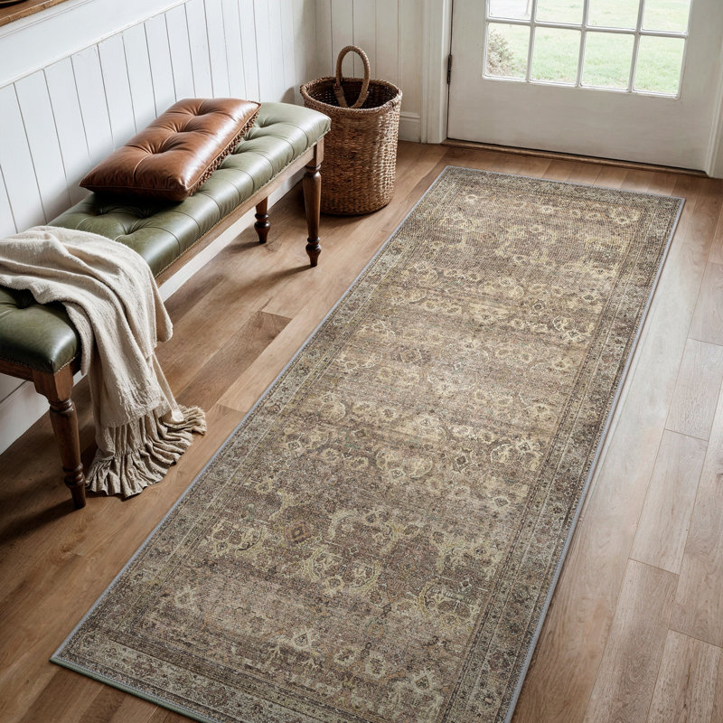 Tapis vintage lavable à la machine antidérapant, Rectangle 8' x 10'