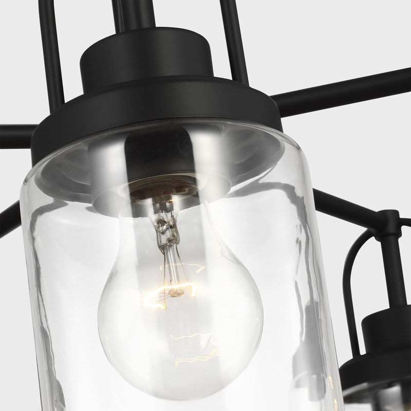 Anders 5 Light Dining Room Chandelier With Clear Shade, Midnight Black
