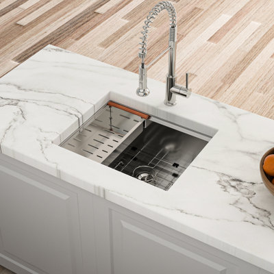 23"X19"X10" Undermount Workstation Sink - Stainless Steel, Quality 304 Steel Deep 23X19x10, Easy To Clean Inner Surface