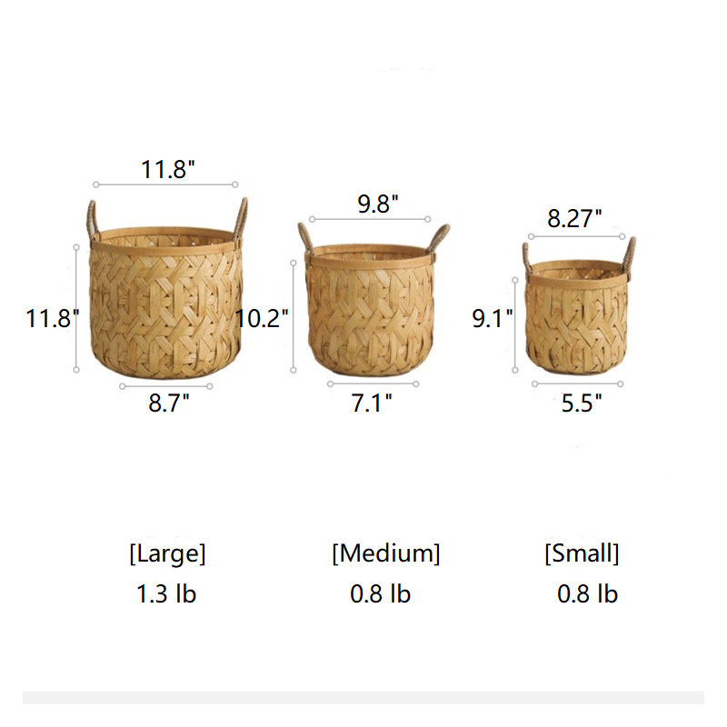 Panier de rangement en bambou tissé, H 9,1 po x l 8,27 po x P 8,27 po