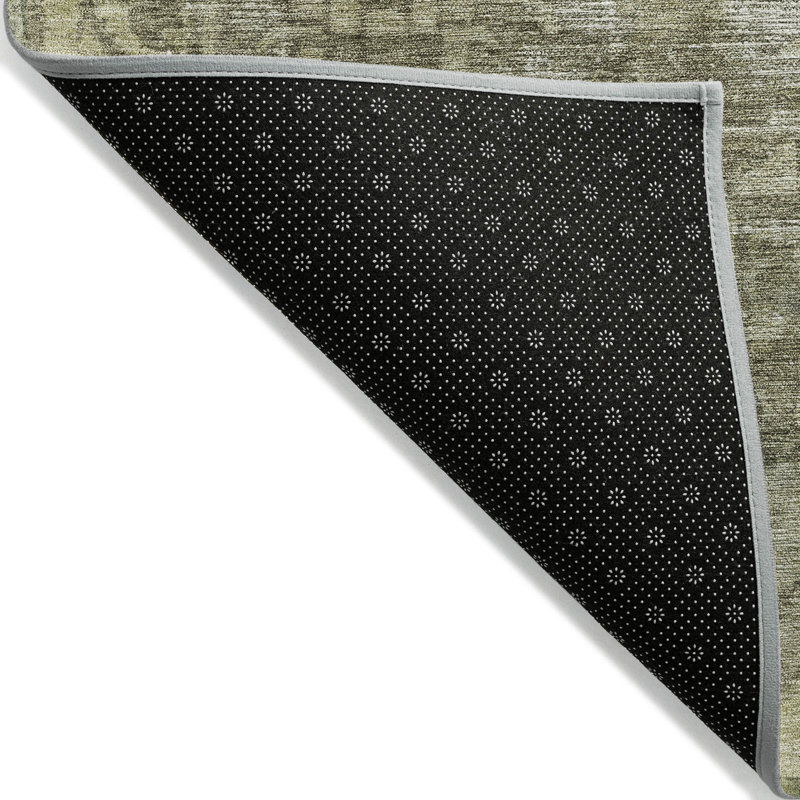 Olive Flat Woven Synthetic 3' x 5' Washable Rug