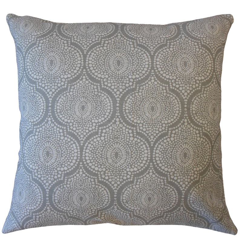 Dov Damask Feather Reversible Throw Pillow, 20" x 20", Light Gray