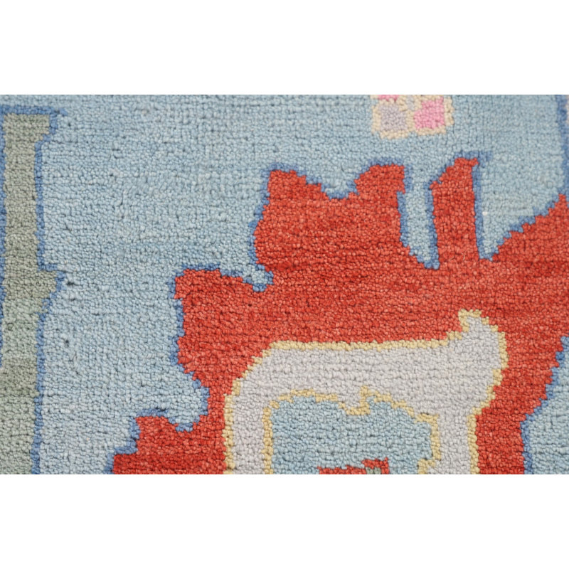 Tapis oriental fait à la main bleu Oushak 9 x 12