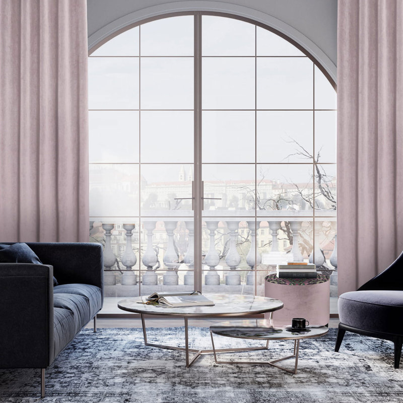 Macdoel Room Darkening Curtain Pair, Powder Pink