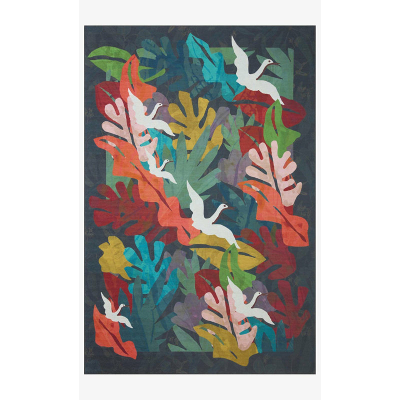Tapis à motif tissé anthracite, Rectangle 4 pi 7 po x 6 pi 6 po