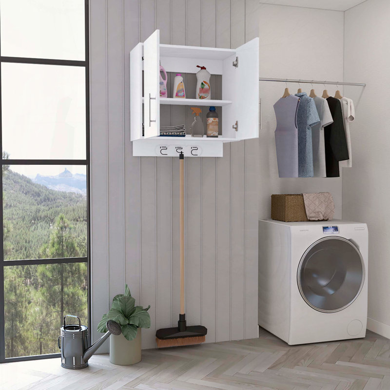 Armoire de rangement murale avec porte-balais