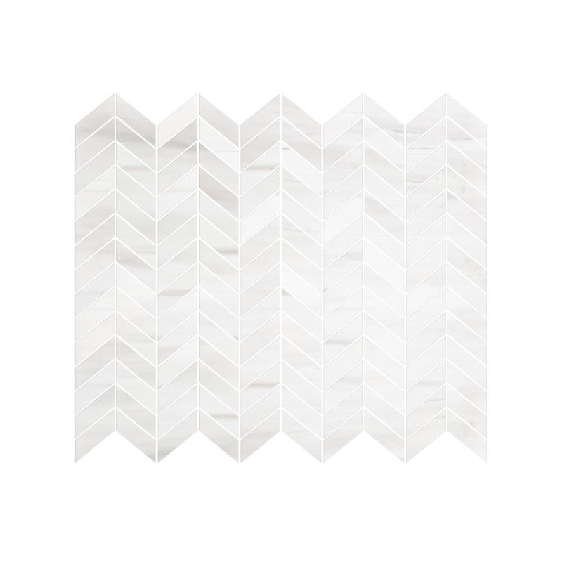 Carreau de mosaïque en chevron / chevron en marbre 12 po x 12 po Bianco Dolomite