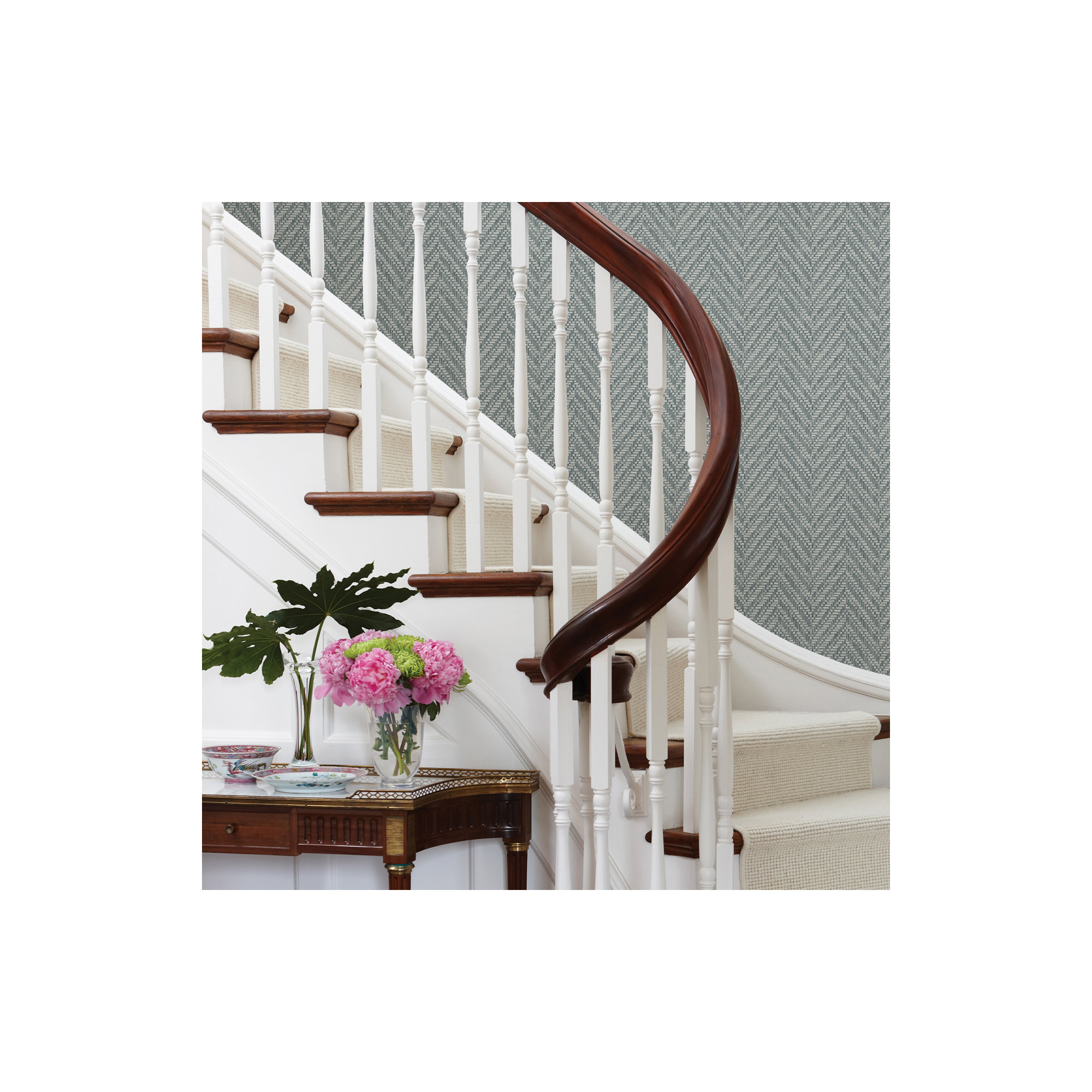 Ziggity Chevron Wallpaper, Aegean