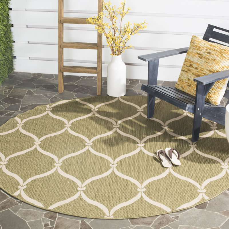 Corolyn Performance Geometric Indoor/Outdoor Area Rug, Round 6'7"