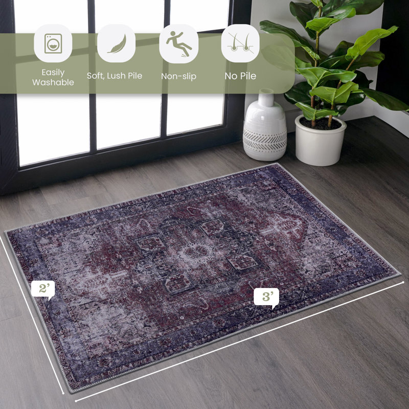MAVAL Area Rug with Non-Slip Backing, Rectangle 2' x 3'