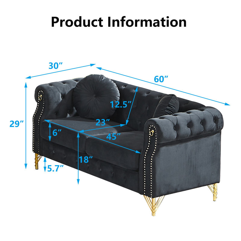 Canapé Chesterfield Velvet, Noir