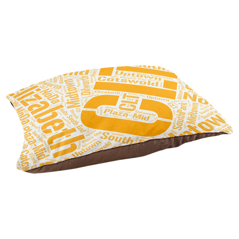 Coussin de chien « districts », Moyen (H 9,5 po x l 28 po x P 18 po), Charlotte, Orange
