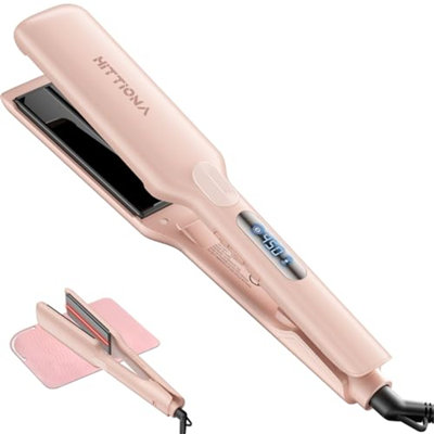 Infrared Ionic Flat Iron, 1.75" Ceramic Hair Straightener with 5s Fast Heat-Up, Vibration Technology, LCD Temp Control, Dual Voltage, Anti-Frizz Styling for All Hair Types