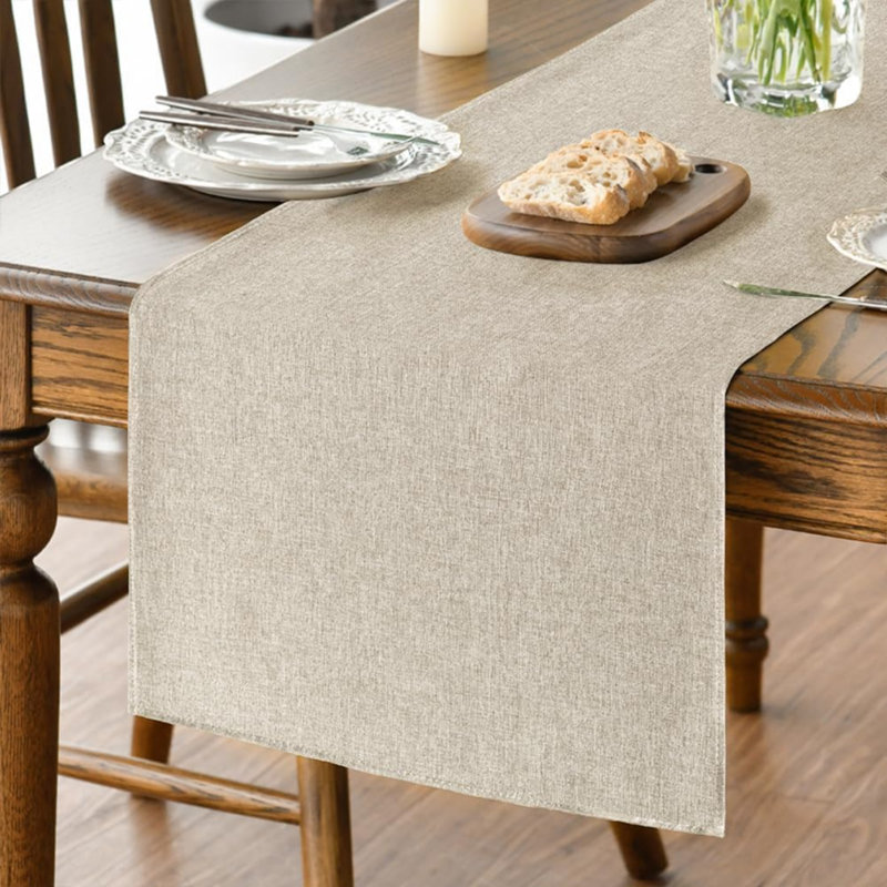 Light Brown Summer Table Runner 40x140 cm | Seasonal Fall Autumn Machine Washable Kitchen Dining Table Decoration for Home Party Decor