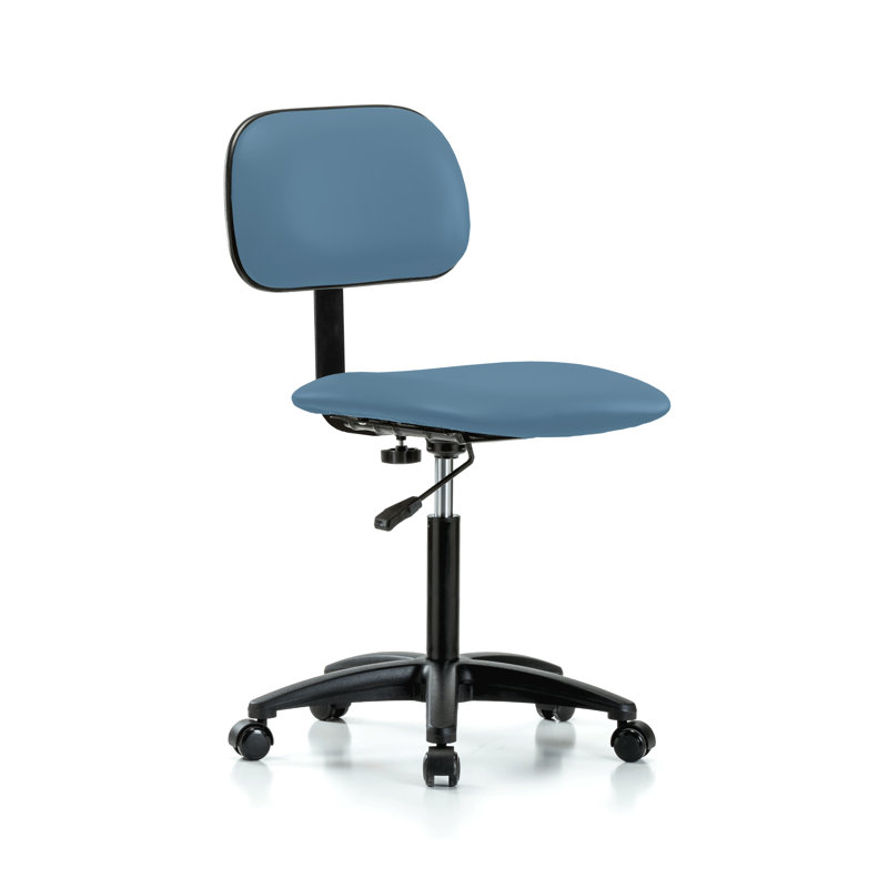 PERCH Lab Chair with Adjustable Backrest, Colonial Blue Vinyl