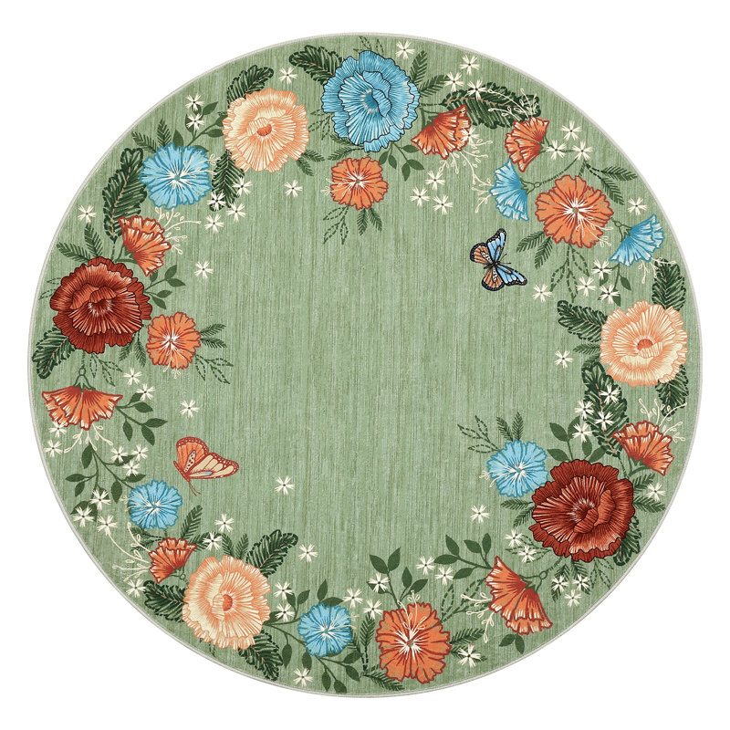 Large Area Rug Vintage Floral Scalloped Carpet 9x12 Area Rug Stain Resistant Easy Cleaning Area Rug-Non Slip,Low Pile,Soft Touch,Folding Floor Cover For Living Room Apartment Nursery Playroom,Yellow