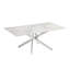 Table basse en faux marbre argenté avec plateau en verre trempé, design luxueux minimaliste pour les salons et les espaces compacts.