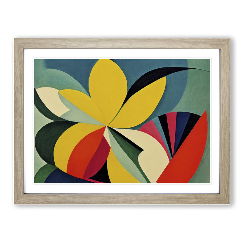 Abstract Daffodil Flowers Vol.1 - Framed Print, 46cm H x 64cm W x 2cm D, Oak