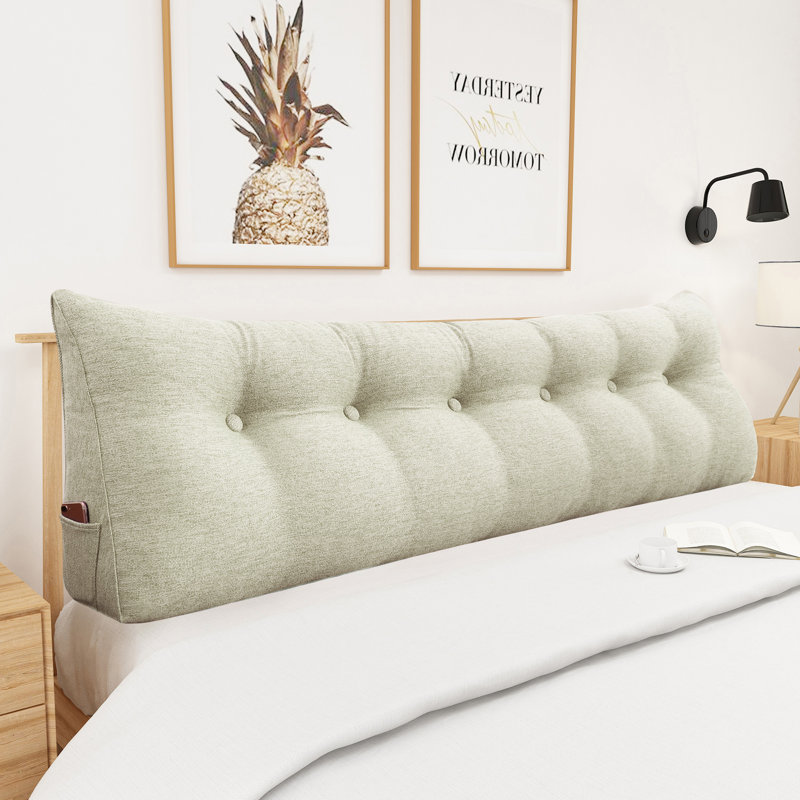 Sit-up Back Comfort Triangular Bed Rest Wedge Headboard Reading Pillow Compression, King, Ivory